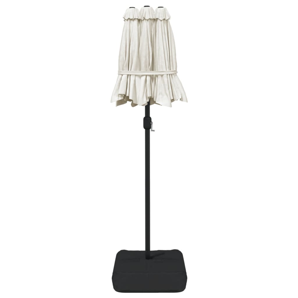vidaXL Umbrelă de grădină cu două capete/LED, alb nisipiu, 316x145 cm vidaXL Umbrelă de grădină cu două capete/LED, alb nisipiu, 316x145 cm