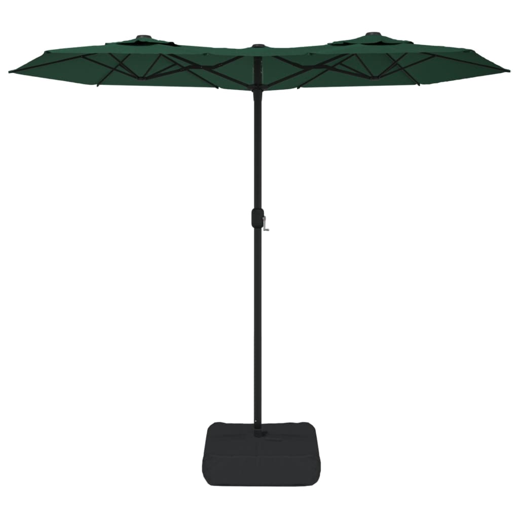 vidaXL Umbrelă de grădină cu două capete cu LED-uri, verde, 316x145 cm