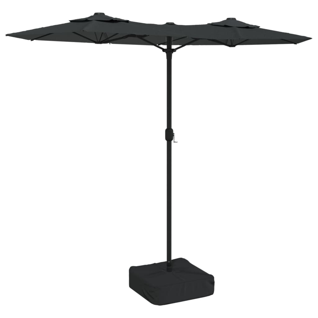 vidaXL Umbrelă de grădină cu două capete/LED-uri, antracit, 316x145 cm