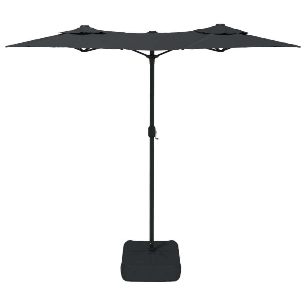 vidaXL Umbrelă de grădină cu două capete/LED-uri, antracit, 316x145 cm