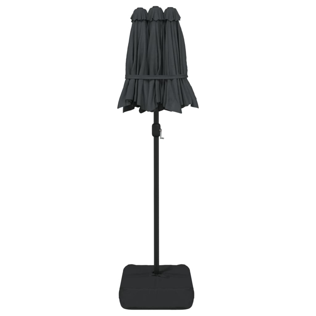 vidaXL Umbrelă de grădină cu două capete/LED-uri, antracit, 316x145 cm