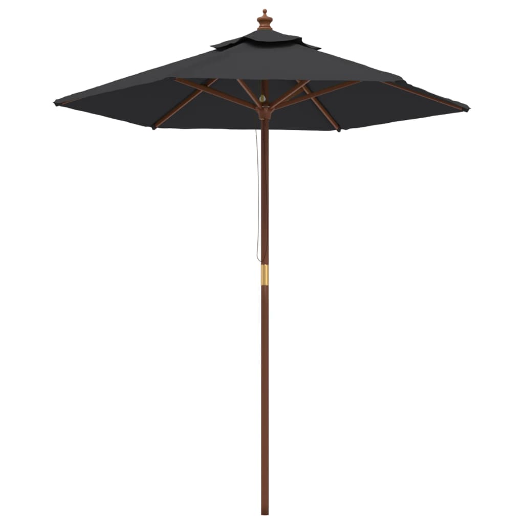 vidaXL Umbrelă de soare de grădină stâlp din lemn, negru, 196x231 cm