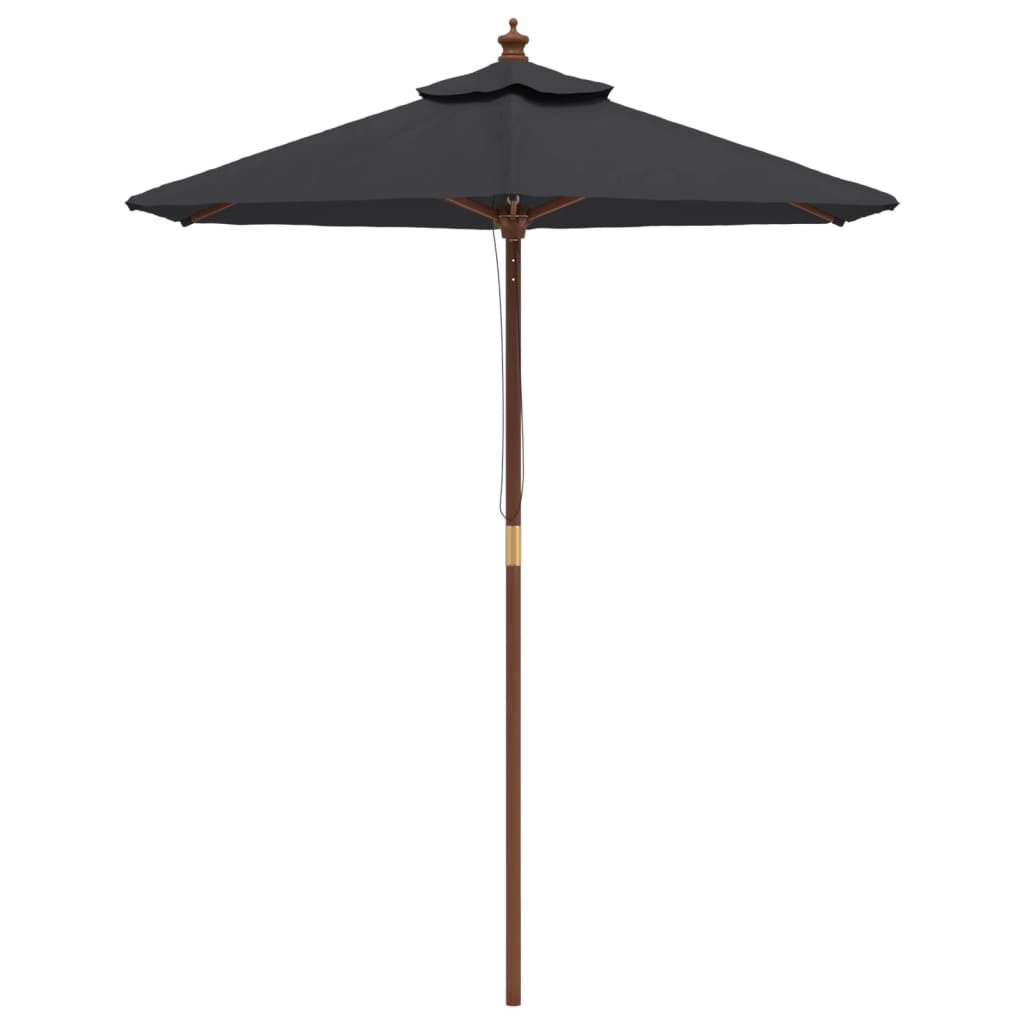 vidaXL Umbrelă de soare de grădină stâlp din lemn, negru, 196x231 cm