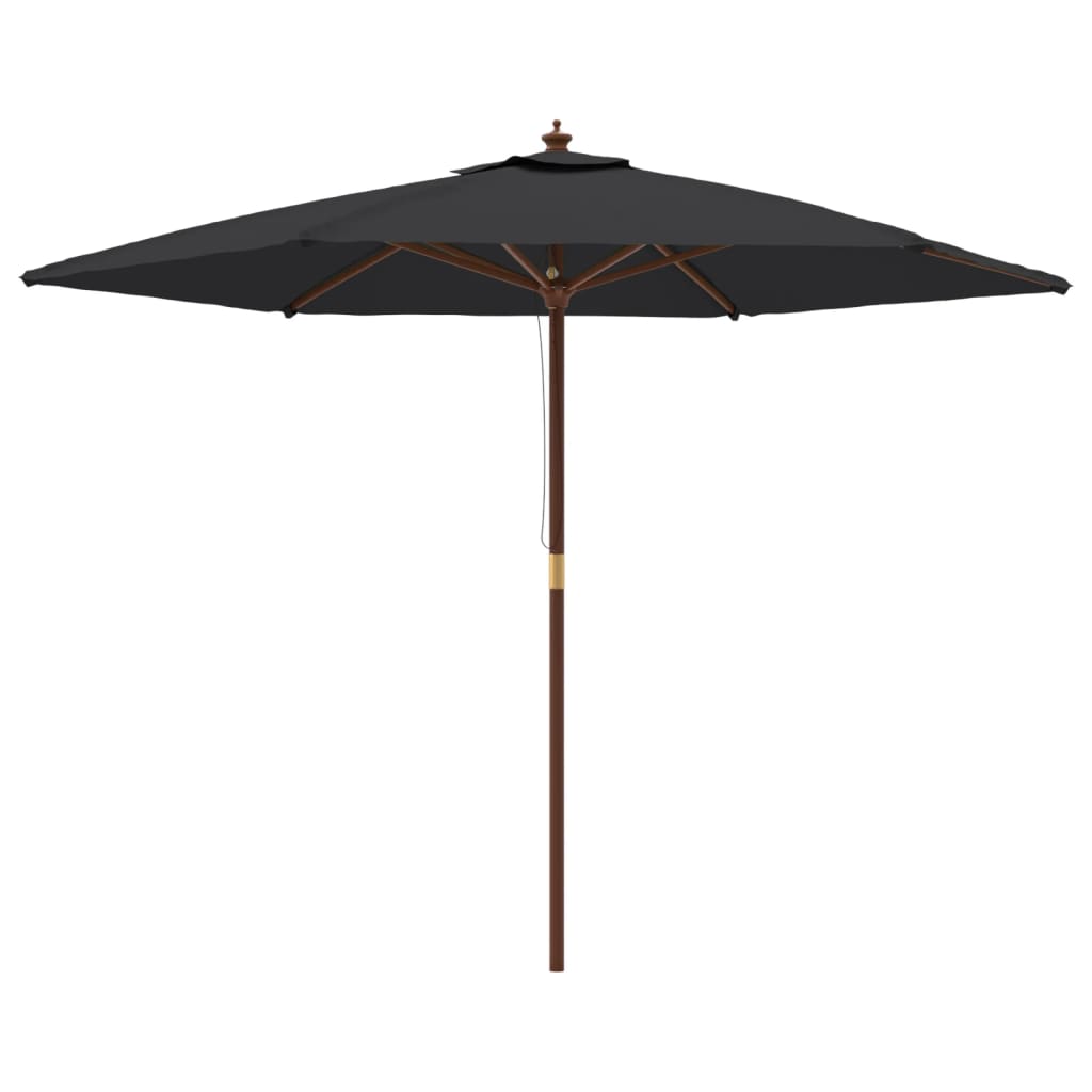vidaXL Umbrelă de soare de grădină stâlp din lemn, negru, 299x240 cm vidaXL Umbrelă de soare de grădină stâlp din lemn, negru, 299x240 cm