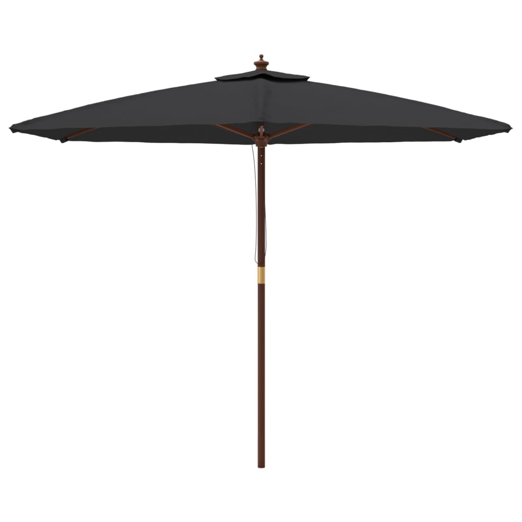 vidaXL Umbrelă de soare de grădină stâlp din lemn, negru, 299x240 cm vidaXL Umbrelă de soare de grădină stâlp din lemn, negru, 299x240 cm