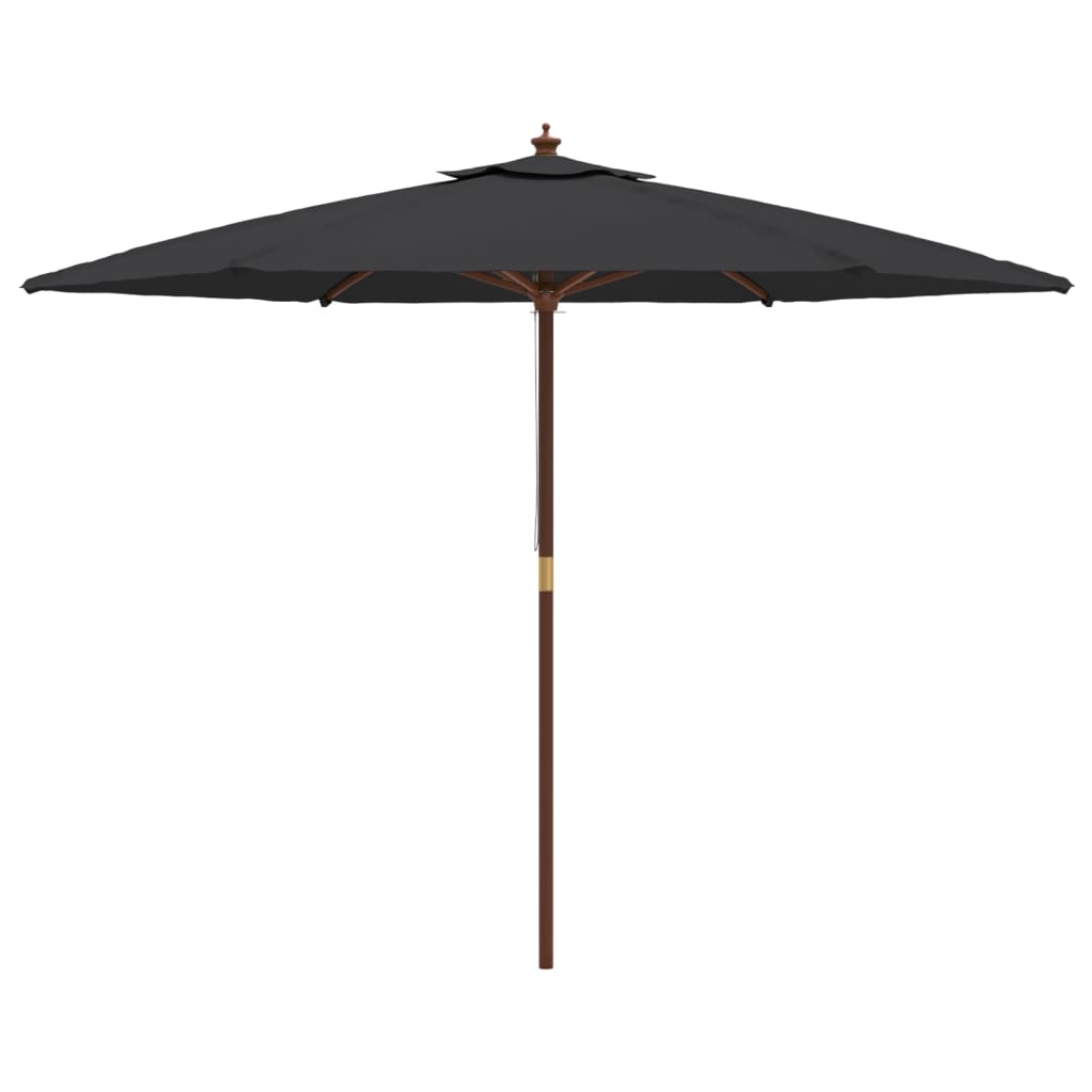 vidaXL Umbrelă de soare de grădină stâlp din lemn, negru, 299x240 cm vidaXL Umbrelă de soare de grădină stâlp din lemn, negru, 299x240 cm