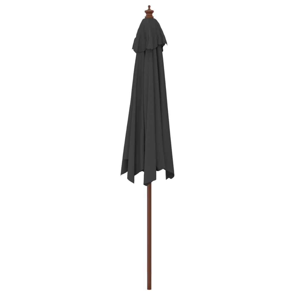 vidaXL Umbrelă de soare de grădină stâlp din lemn, negru, 299x240 cm vidaXL Umbrelă de soare de grădină stâlp din lemn, negru, 299x240 cm