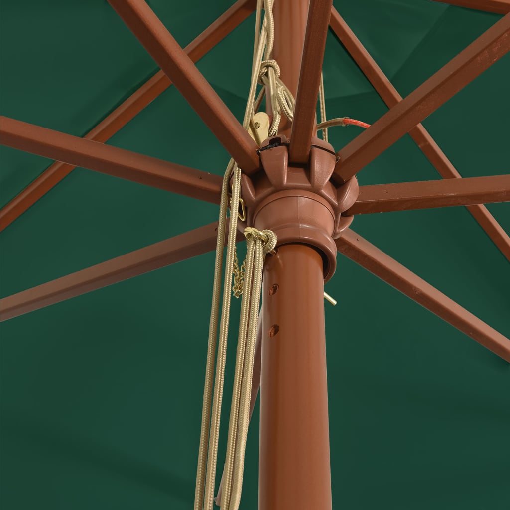 vidaXL Umbrelă de soare de grădină, stâlp din lemn, verde, 400x273 cm vidaXL Umbrelă de soare de grădină, stâlp din lemn, verde, 400x273 cm