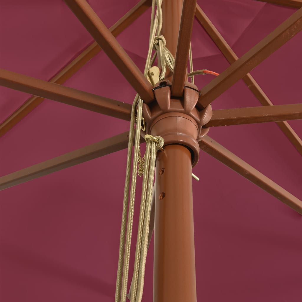 vidaXL Umbrelă soare de grădină stâlp din lemn, roșu bordo, 400x273 cm vidaXL Umbrelă soare de grădină stâlp din lemn, roșu bordo, 400x273 cm