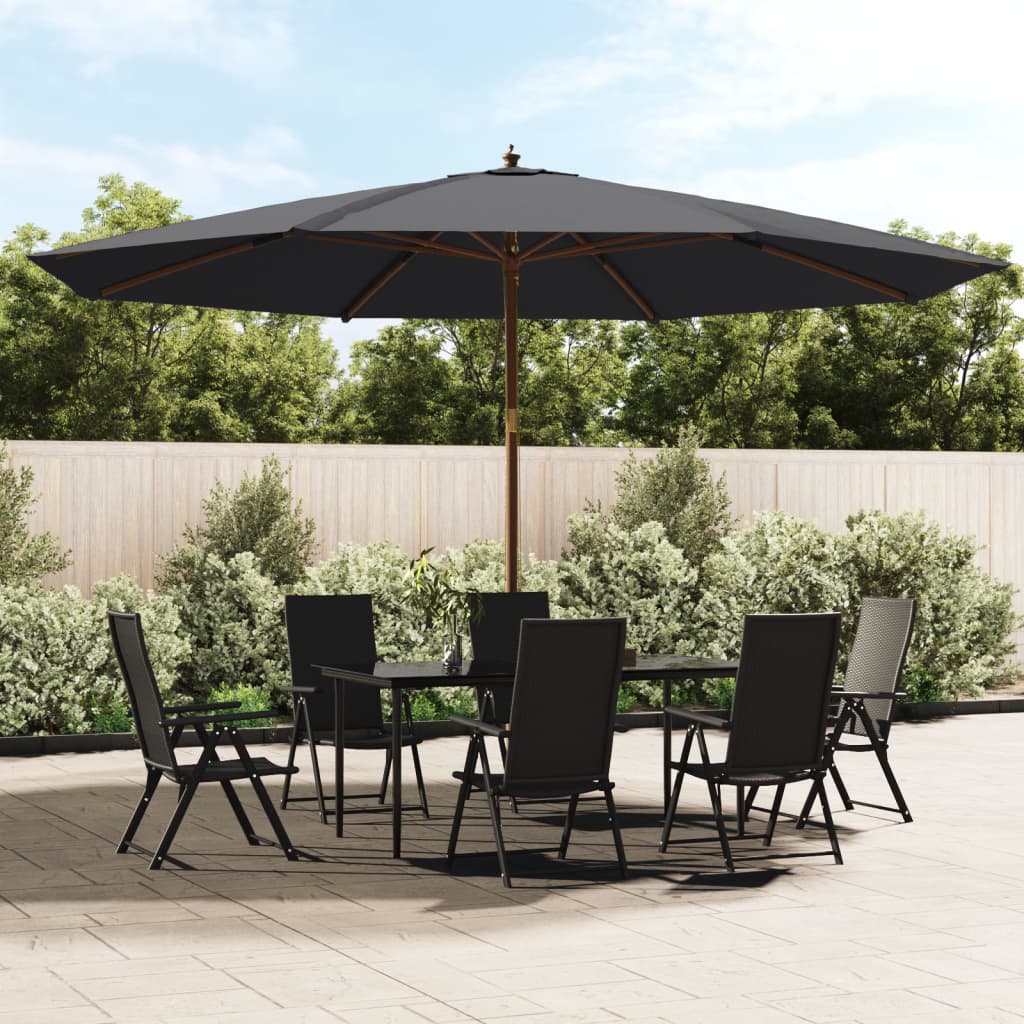 vidaXL Umbrelă de soare de grădină stâlp din lemn, negru, 400x273 cm vidaXL Umbrelă de soare de grădină stâlp din lemn, negru, 400x273 cm