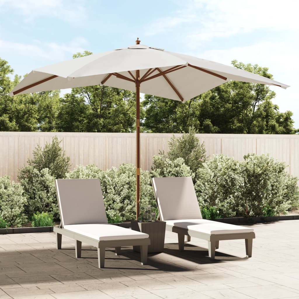 vidaXL Umbrelă de grădină stâlp din lemn, nisipiu, 300x300x273 cm vidaXL Umbrelă de grădină stâlp din lemn, nisipiu, 300x300x273 cm