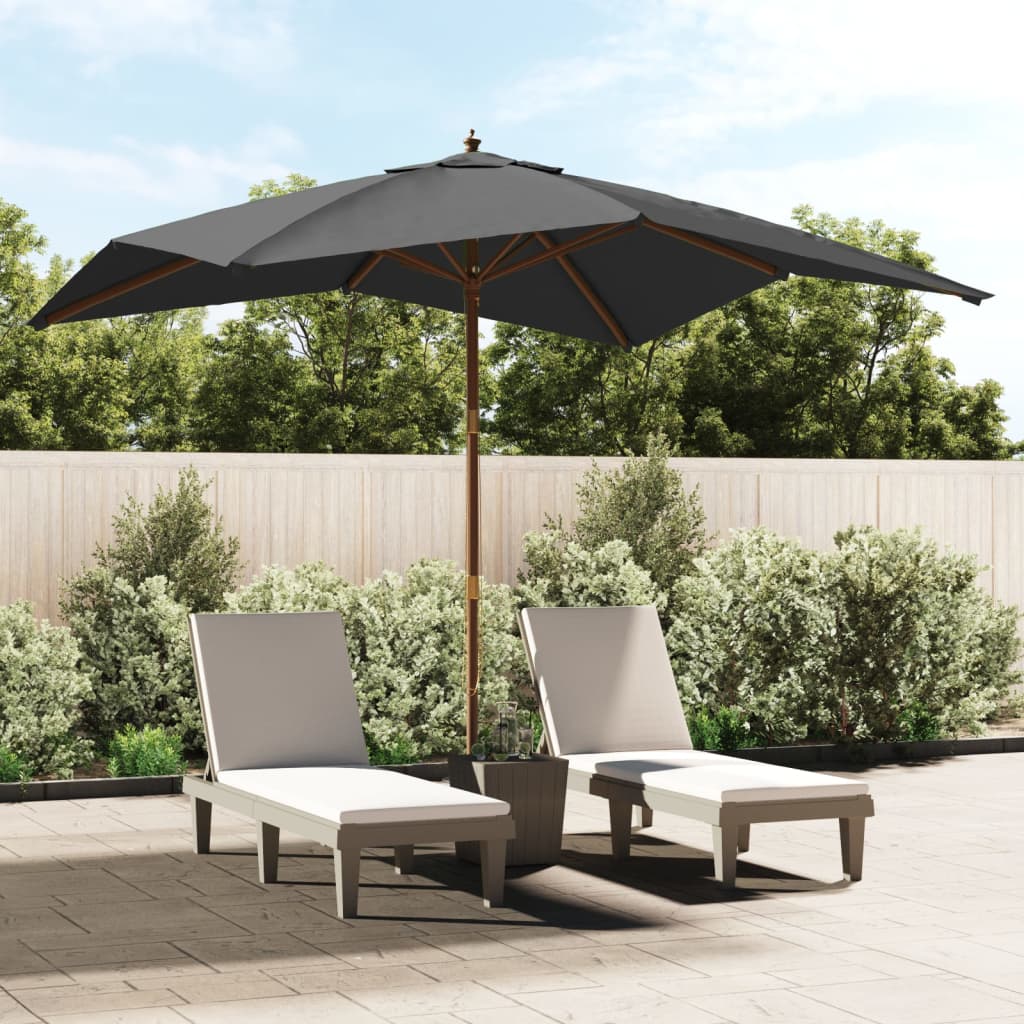 vidaXL Umbrelă de grădină stâlp din lemn, antracit, 300x300x273 cm vidaXL Umbrelă de grădină stâlp din lemn, antracit, 300x300x273 cm