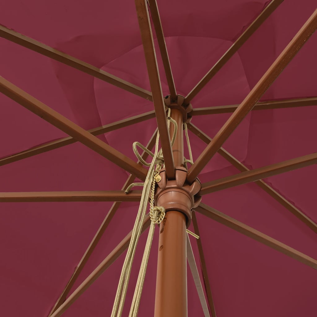 vidaXL Umbrelă de grădină stâlp din lemn, roșu bordo, 300x300x273 cm vidaXL Umbrelă de grădină stâlp din lemn, roșu bordo, 300x300x273 cm