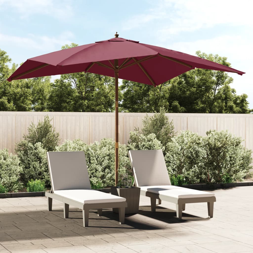 vidaXL Umbrelă de grădină stâlp din lemn, roșu bordo, 300x300x273 cm vidaXL Umbrelă de grădină stâlp din lemn, roșu bordo, 300x300x273 cm