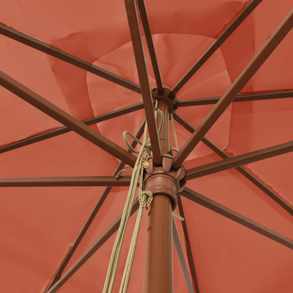 vidaXL Umbrelă de grădină stâlp din lemn, cărămiziu, 300x300x273 cm vidaXL Umbrelă de grădină stâlp din lemn, cărămiziu, 300x300x273 cm