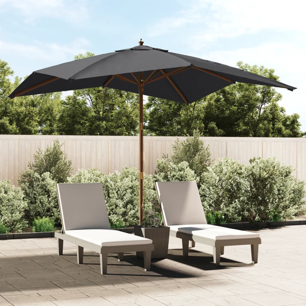 vidaXL Umbrelă de grădină stâlp din lemn, negru, 300x300x273 cm vidaXL Umbrelă de grădină stâlp din lemn, negru, 300x300x273 cm
