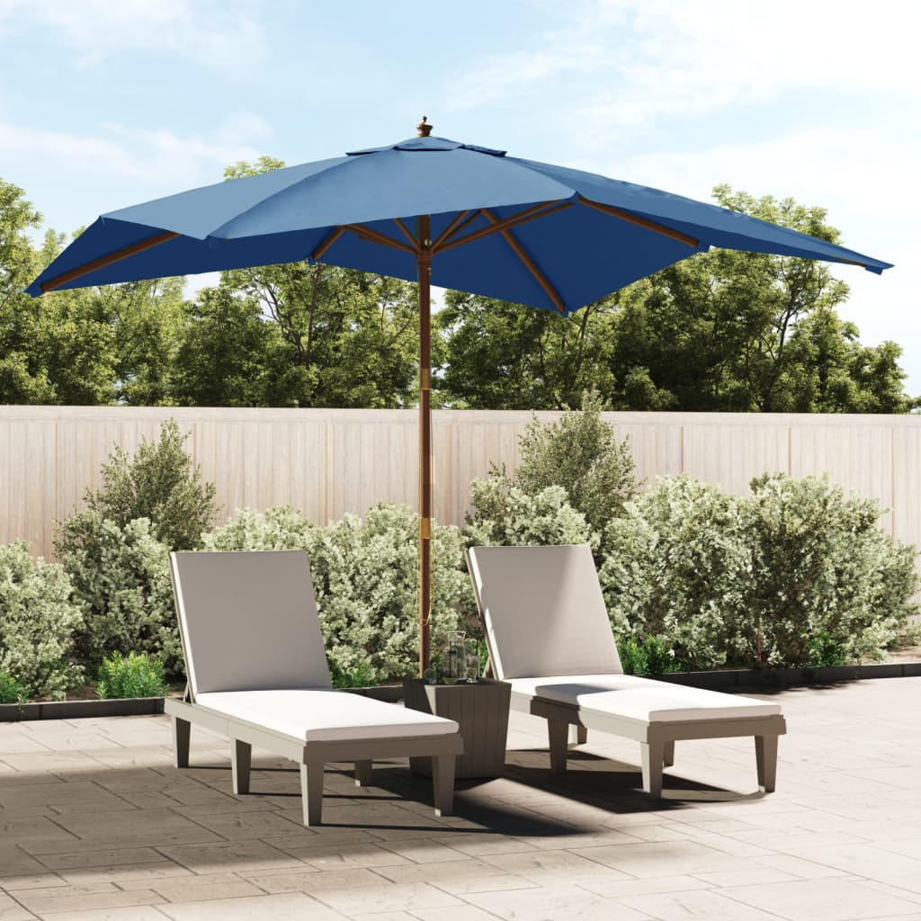 vidaXL Umbrelă de grădină stâlp din lemn, albastru azur 300x300x273 cm vidaXL Umbrelă de grădină stâlp din lemn, albastru azur 300x300x273 cm