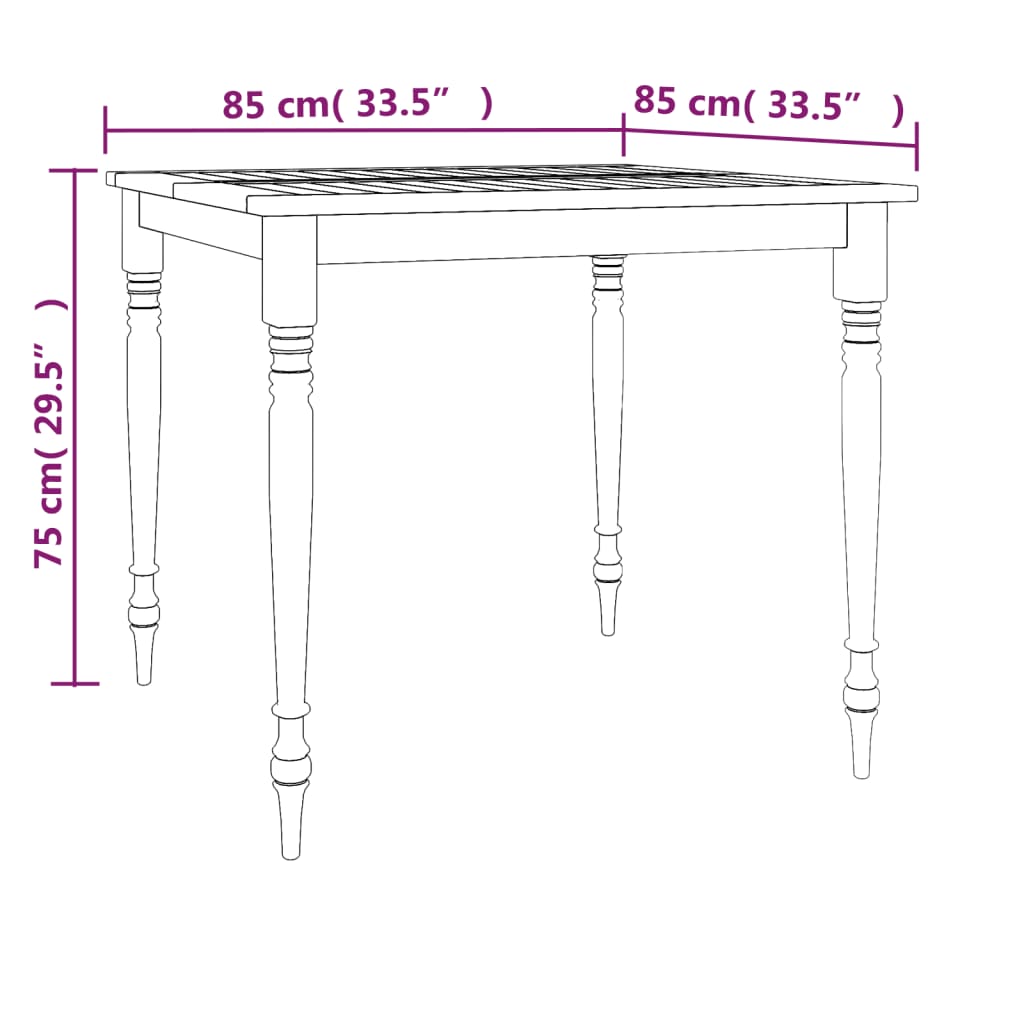 vidaXL Masa Batavia, 85x85x75 cm, lemn masiv de tec vidaXL Masa Batavia, 85x85x75 cm, lemn masiv de tec