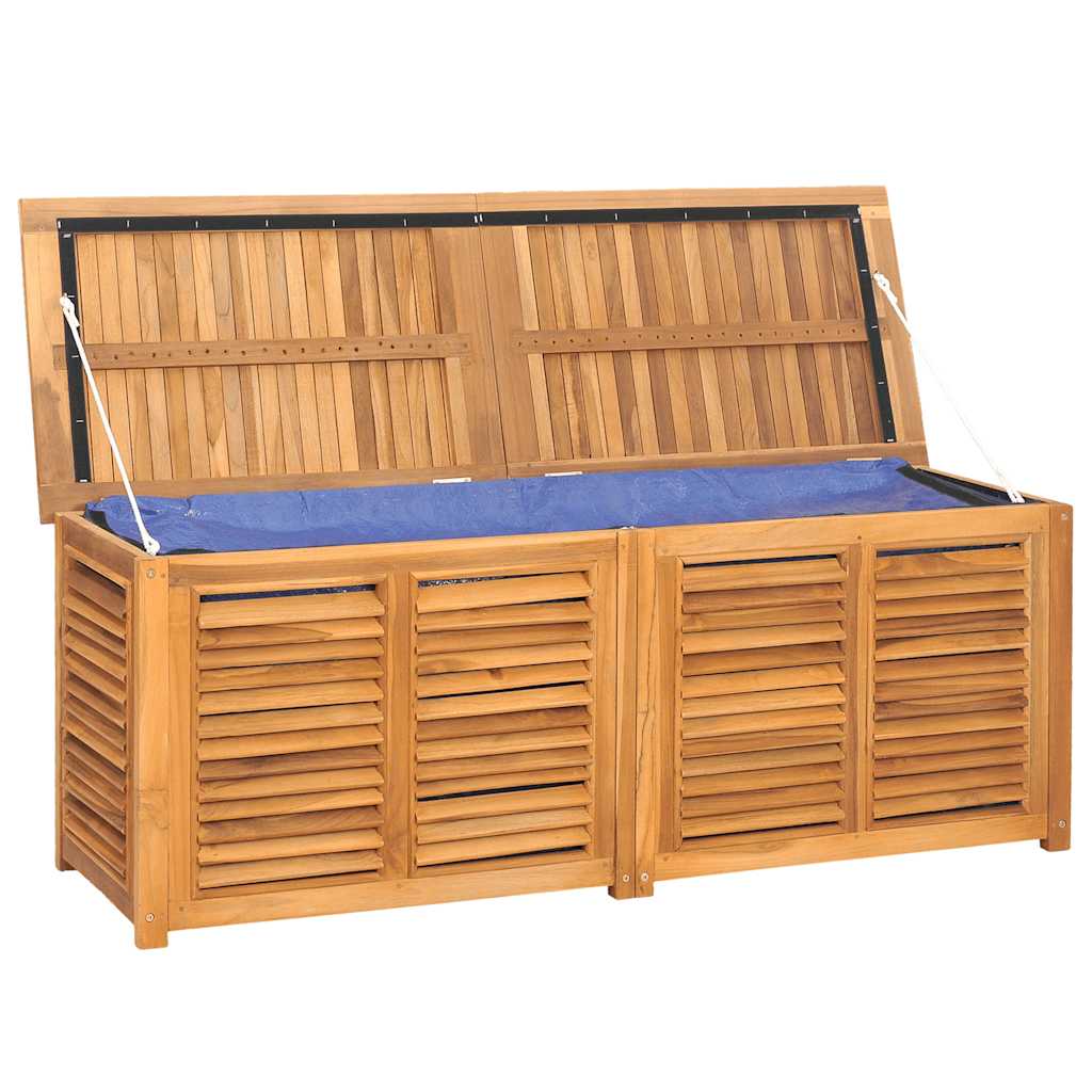 vidaXL Ladă depozitare grădină cu geantă, 150x50x55 cm, lemn masiv tec vidaXL Ladă depozitare grădină cu geantă, 150x50x55 cm, lemn masiv tec