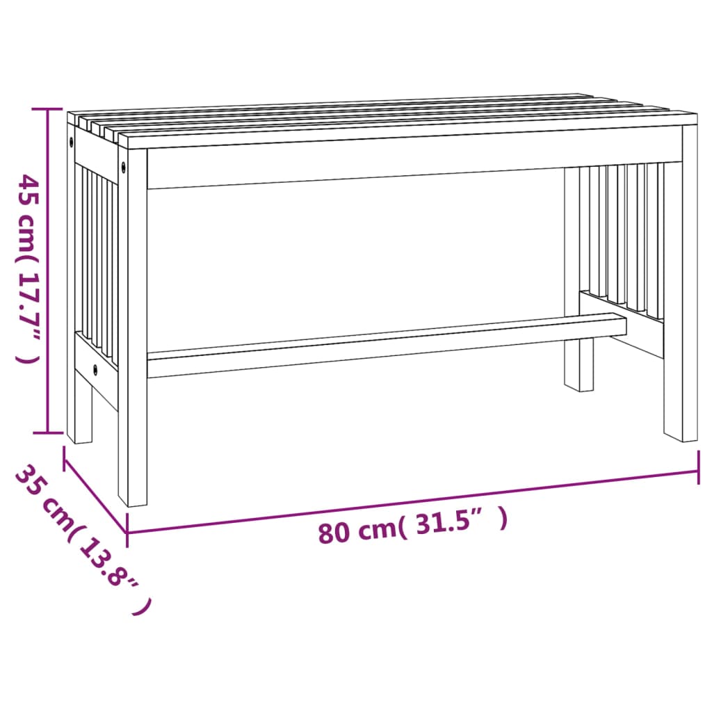 vidaXL Bancă de grădină, 80 cm, lemn masiv de eucalipt vidaXL Bancă de grădină, 80 cm, lemn masiv de eucalipt
