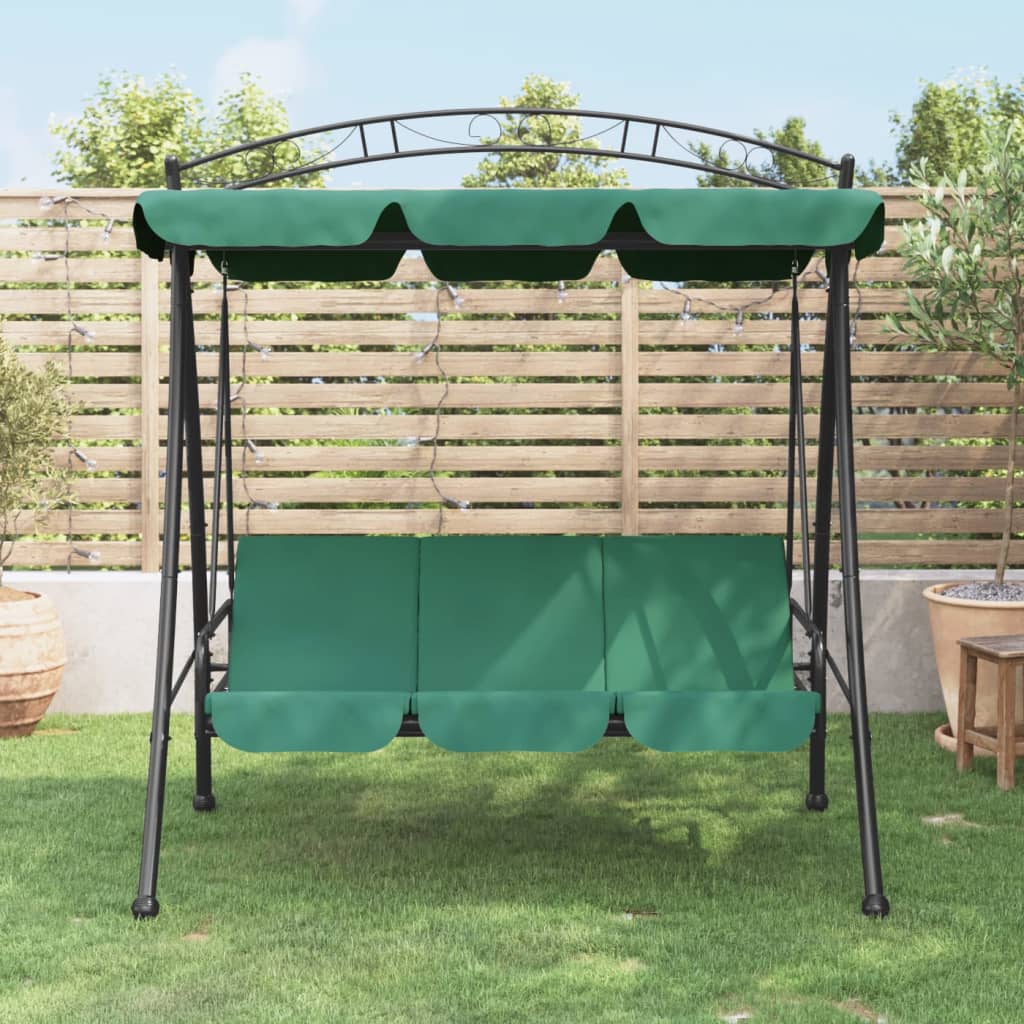 vidaXL Balansoar de grădină cu baldachin verde 198 cm țesătură și oțel vidaXL Balansoar de grădină cu baldachin verde 198 cm țesătură și oțel