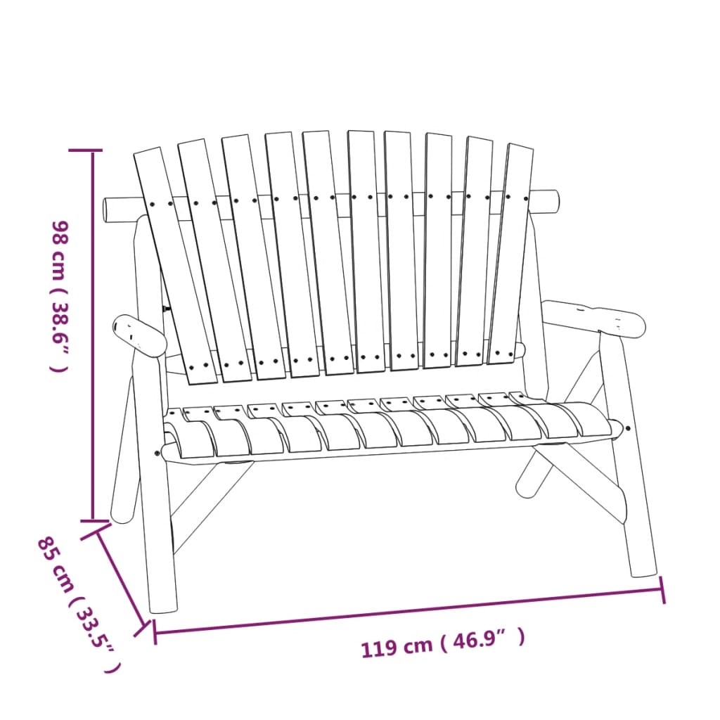 vidaXL Bancă de grădină cu 2 locuri, 119x85x98 cm, lemn masiv molid vidaXL Bancă de grădină cu 2 locuri, 119x85x98 cm, lemn masiv molid