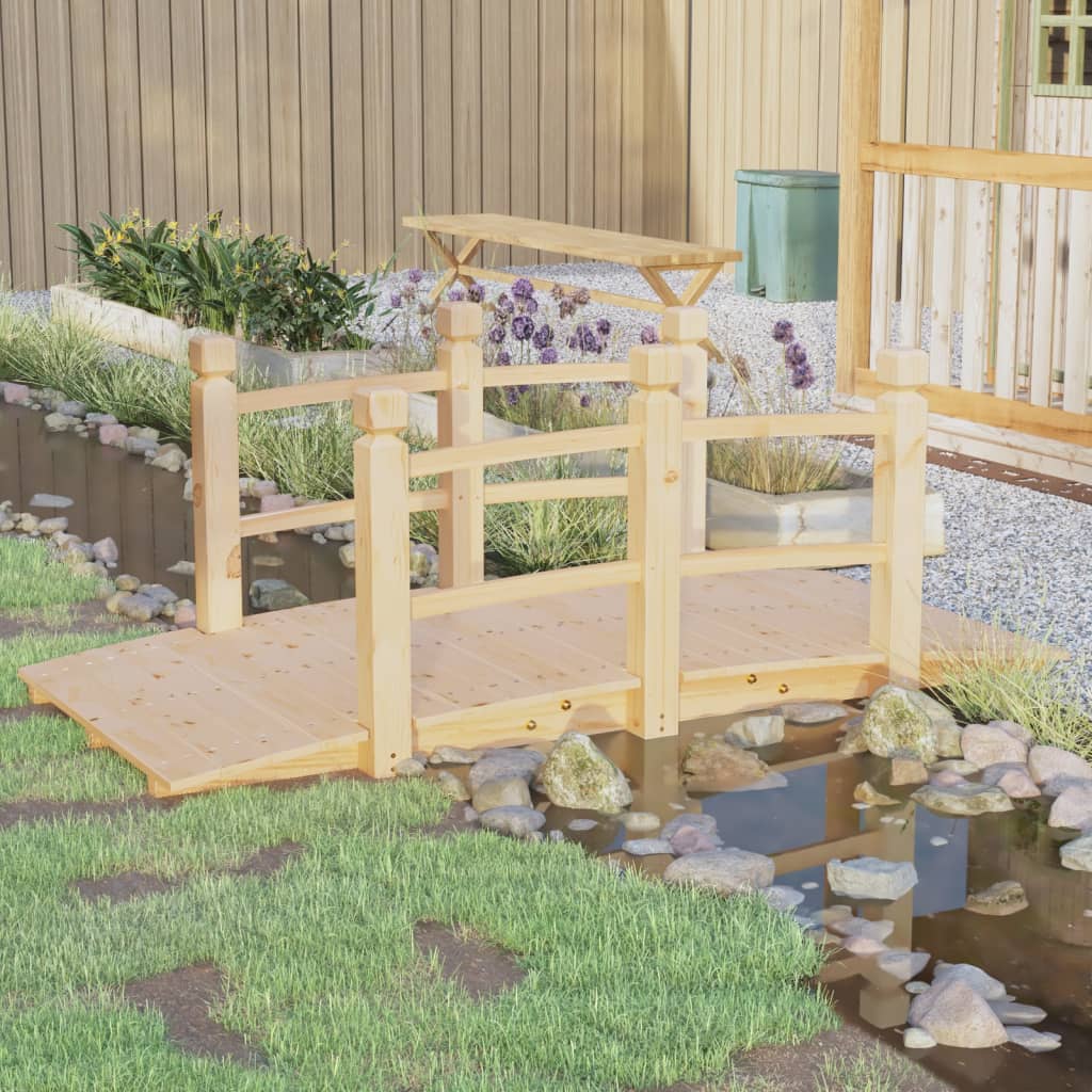 vidaXL Pod de grădină cu balustrade, 150x67x56 cm, lemn masiv de molid vidaXL Pod de grădină cu balustrade, 150x67x56 cm, lemn masiv de molid