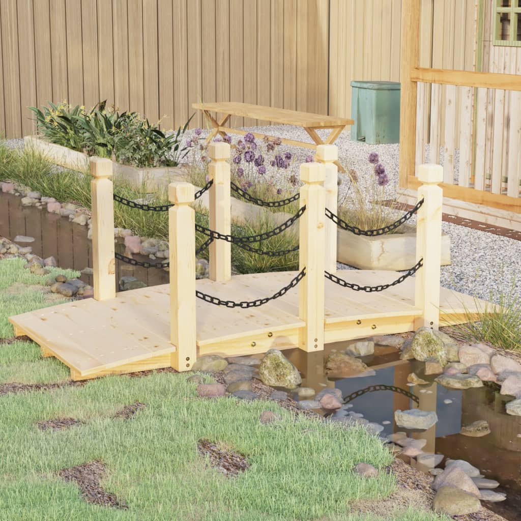 vidaXL Pod de grădină balustrade cu lanț 150x67x56 cm lemn masiv molid vidaXL Pod de grădină balustrade cu lanț 150x67x56 cm lemn masiv molid