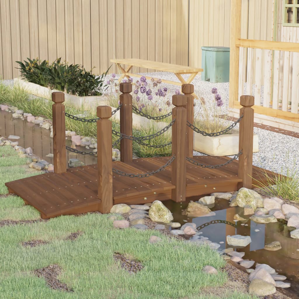 vidaXL Pod de grădină balustrade cu lanț 150x67x56 cm lemn masiv molid vidaXL Pod de grădină balustrade cu lanț 150x67x56 cm lemn masiv molid
