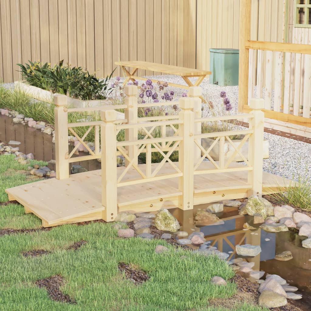 vidaXL Pod de grădină cu balustrade, 150x67x56 cm, lemn masiv de molid vidaXL Pod de grădină cu balustrade, 150x67x56 cm, lemn masiv de molid