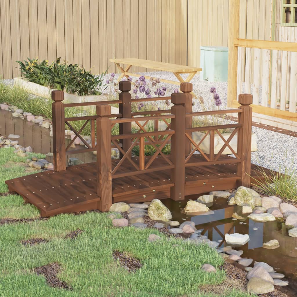 vidaXL Pod de grădină cu balustrade, 150x67x56 cm, lemn masiv de molid vidaXL Pod de grădină cu balustrade, 150x67x56 cm, lemn masiv de molid