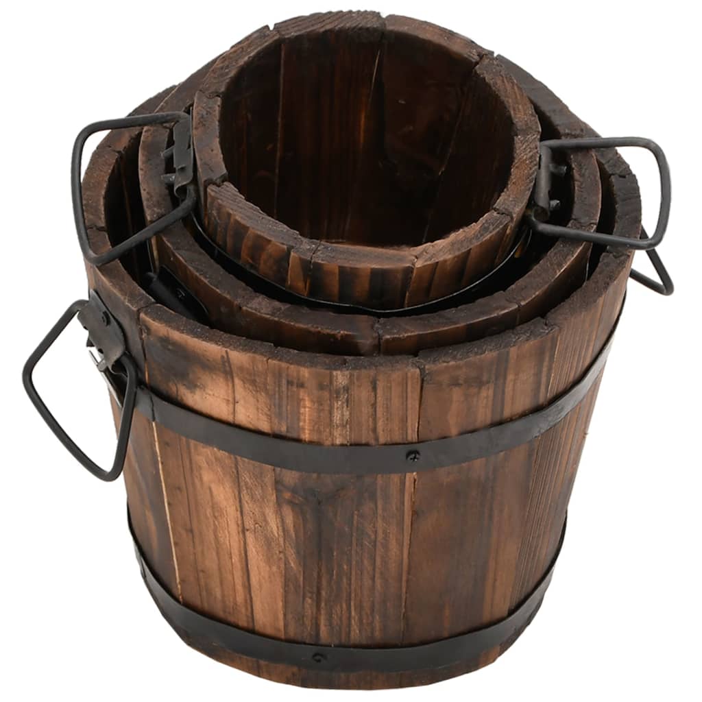 vidaXL Set de jardiniere tip găleată, 3 piese, lemn masiv de brad