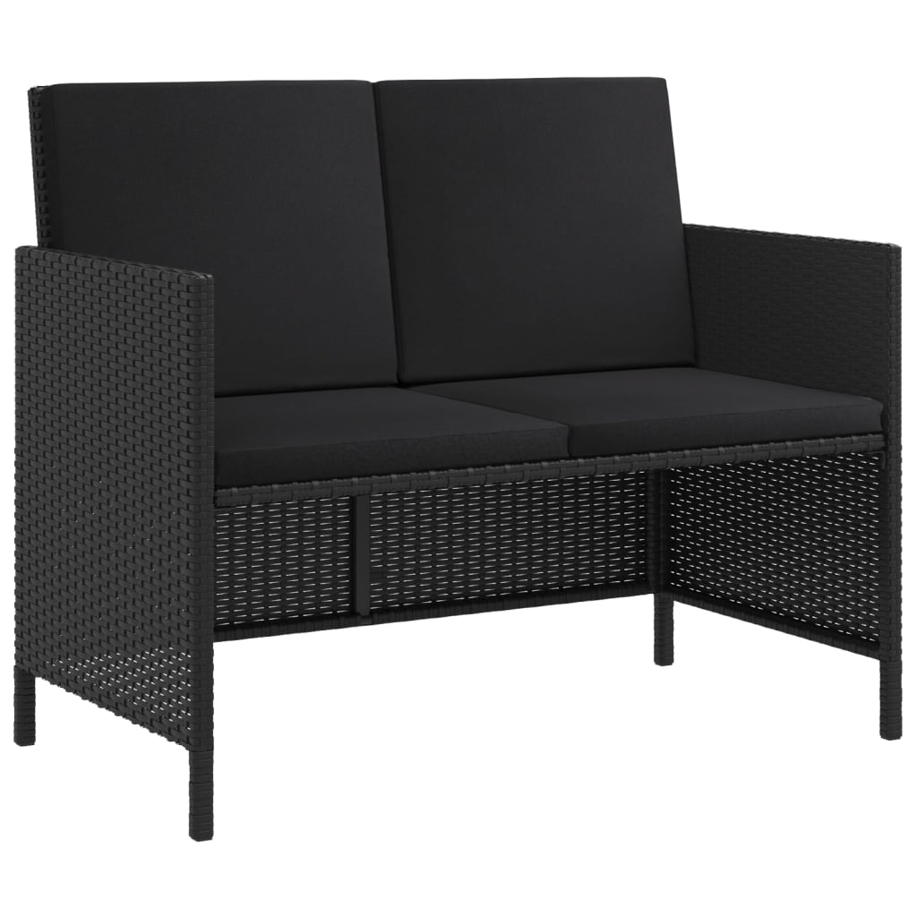 vidaXL Set mobilier de grădină cu perne, 6 piese, negru, poliratan vidaXL Set mobilier de grădină cu perne, 6 piese, negru, poliratan