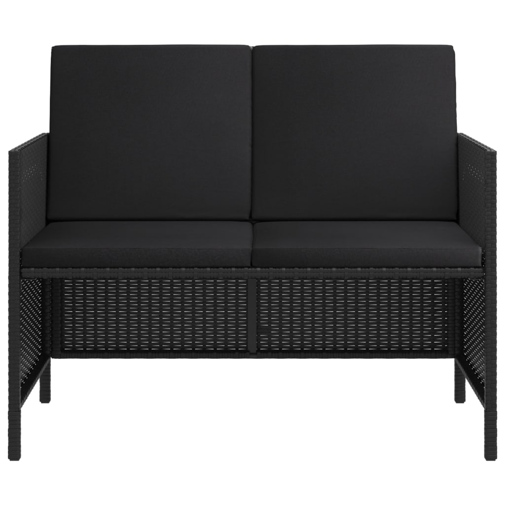 vidaXL Set mobilier de grădină cu perne, 6 piese, negru, poliratan vidaXL Set mobilier de grădină cu perne, 6 piese, negru, poliratan
