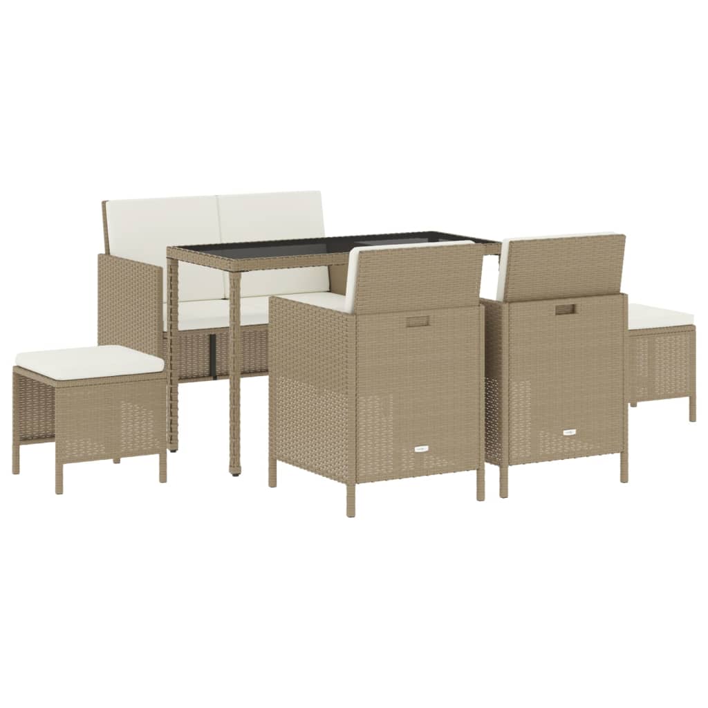 vidaXL Set mobilier pentru grădină, 6 piese, cu perne, bej, poliratan vidaXL Set mobilier pentru grădină, 6 piese, cu perne, bej, poliratan