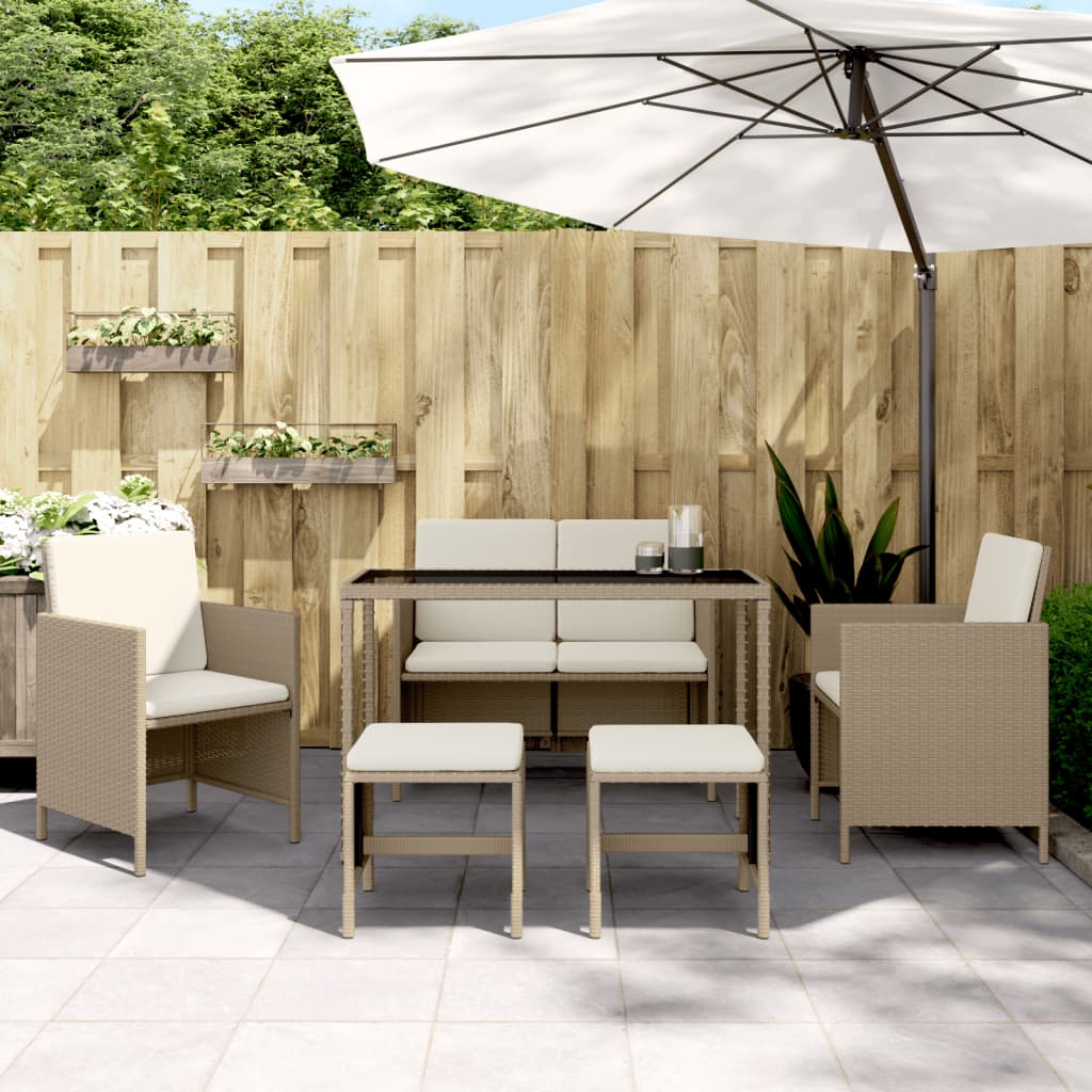 vidaXL Set mobilier pentru grădină, 6 piese, cu perne, bej, poliratan vidaXL Set mobilier pentru grădină, 6 piese, cu perne, bej, poliratan