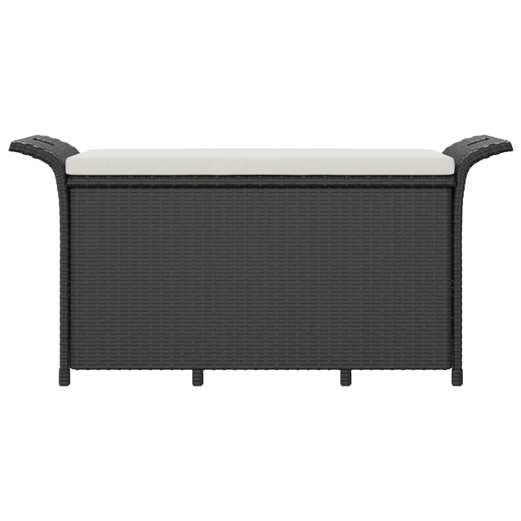 vidaXL Bancă de grădină cu pernă, negru, 116x46x57 cm, poliratan vidaXL Bancă de grădină cu pernă, negru, 116x46x57 cm, poliratan