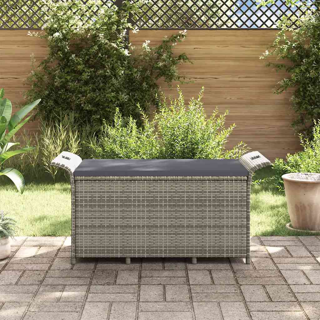 vidaXL Bancă de grădină cu pernă, gri, 116x46x57 cm, poliratan vidaXL Bancă de grădină cu pernă, gri, 116x46x57 cm, poliratan