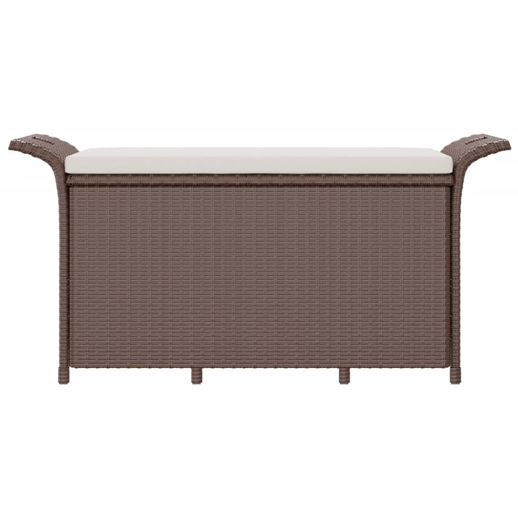 vidaXL Bancă de grădină cu pernă, maro, 116x46x57 cm, poliratan vidaXL Bancă de grădină cu pernă, maro, 116x46x57 cm, poliratan