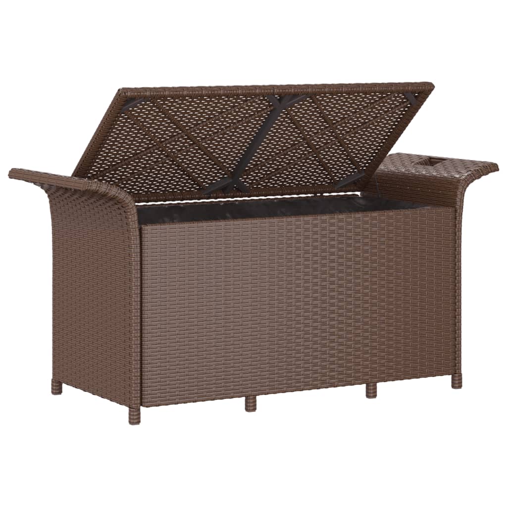 vidaXL Bancă de grădină cu pernă, maro, 116x46x57 cm, poliratan vidaXL Bancă de grădină cu pernă, maro, 116x46x57 cm, poliratan