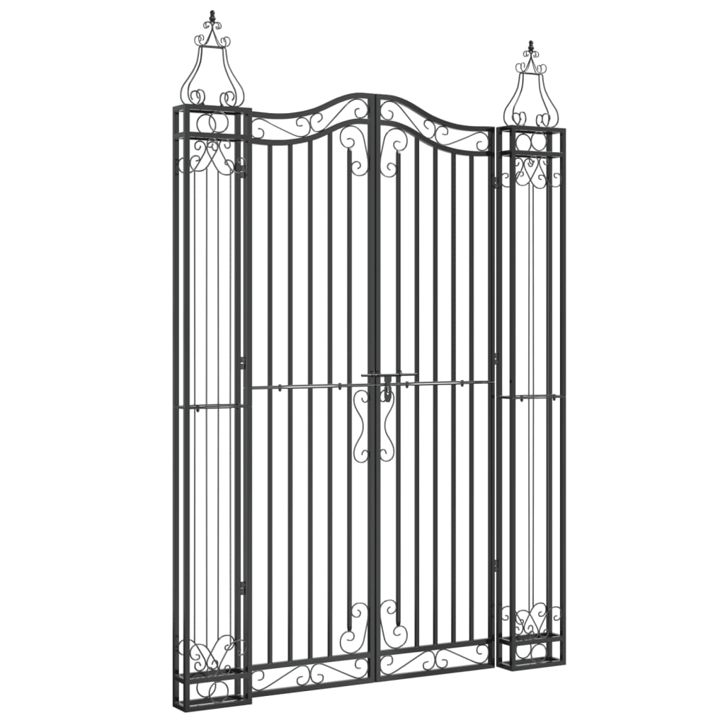 vidaXL Poartă de grădină, negru, 121x8x180 cm, fier forjat vidaXL Poartă de grădină, negru, 121x8x180 cm, fier forjat