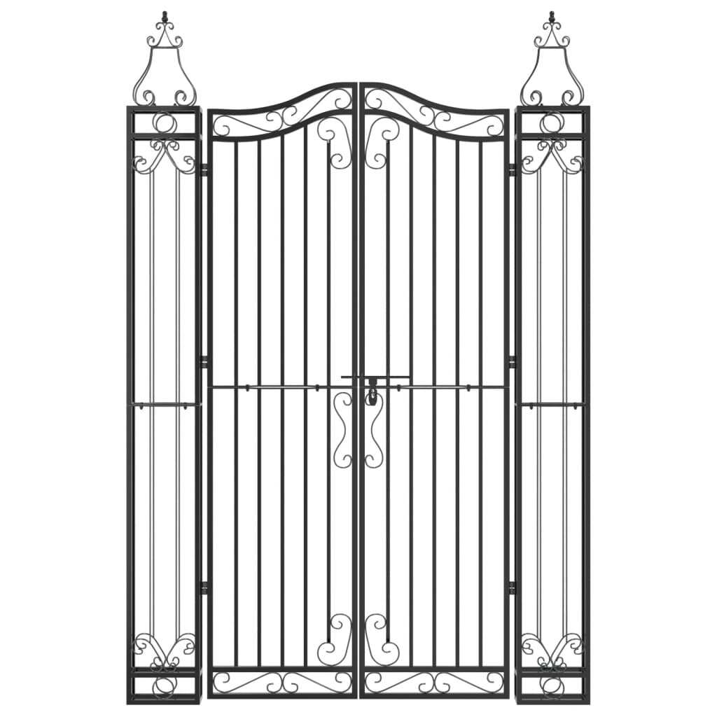 vidaXL Poartă de grădină, negru, 121x8x180 cm, fier forjat vidaXL Poartă de grădină, negru, 121x8x180 cm, fier forjat