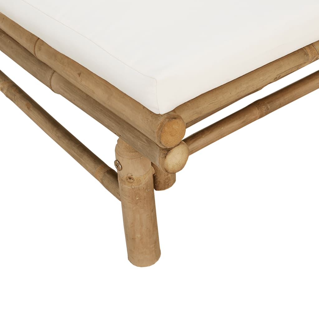 vidaXL Set mobilier de grădină cu perne alb crem, 2 piese, bambus vidaXL Set mobilier de grădină cu perne alb crem, 2 piese, bambus