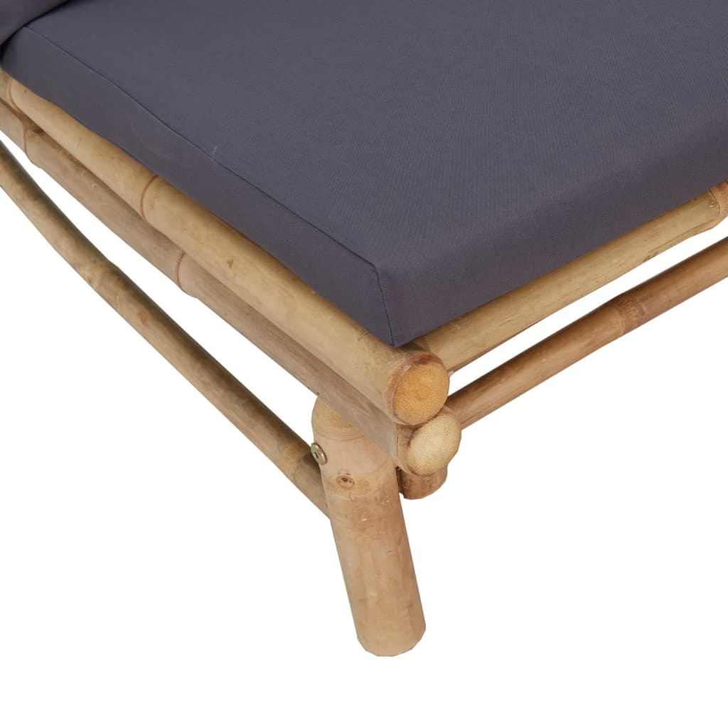vidaXL Set mobilier de grădină cu perne gri închis, 2 piese, bambus