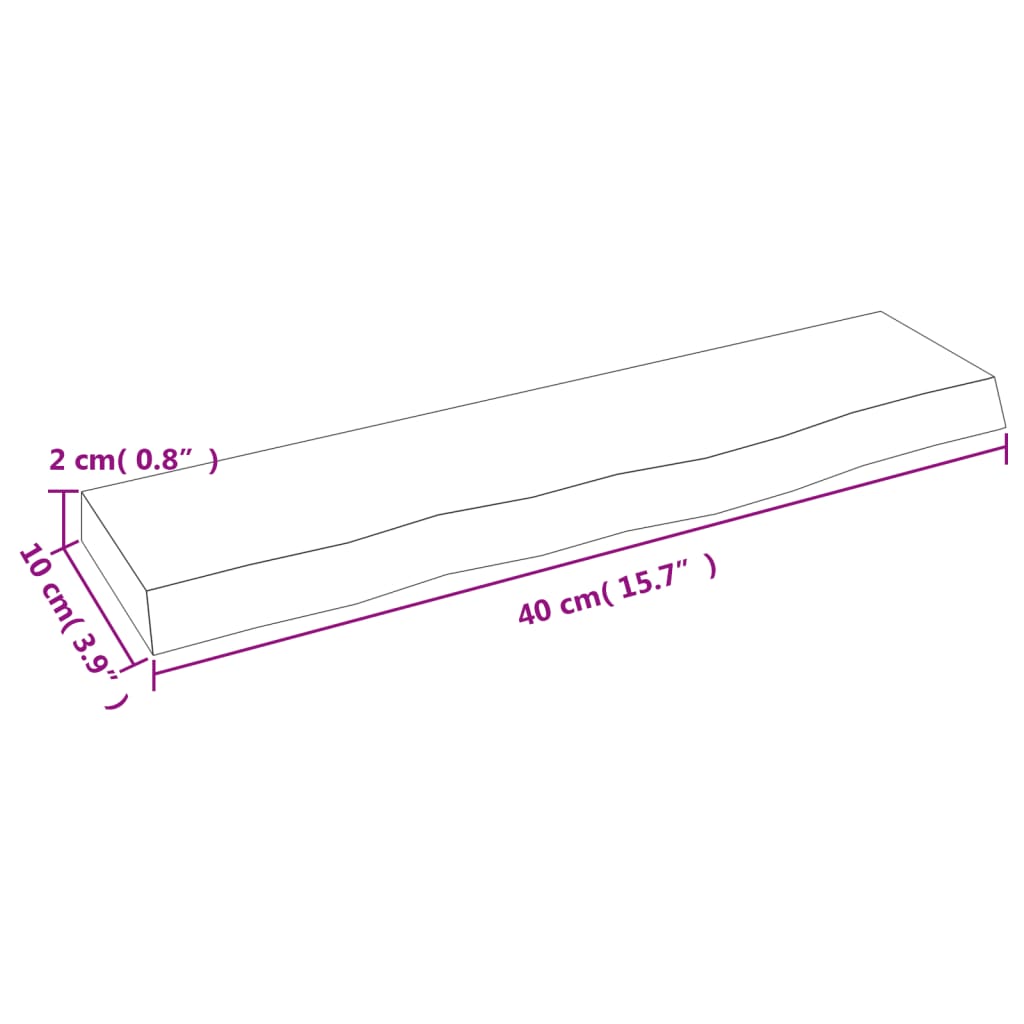 vidaXL Poliță de perete, 40x10x2 cm, lemn masiv de stejar netratat