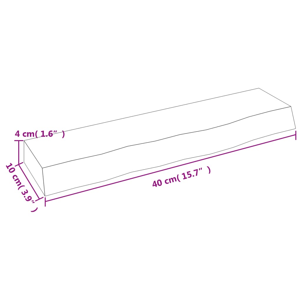 vidaXL Poliță de perete, 40x10x4 cm, lemn masiv de stejar netratat