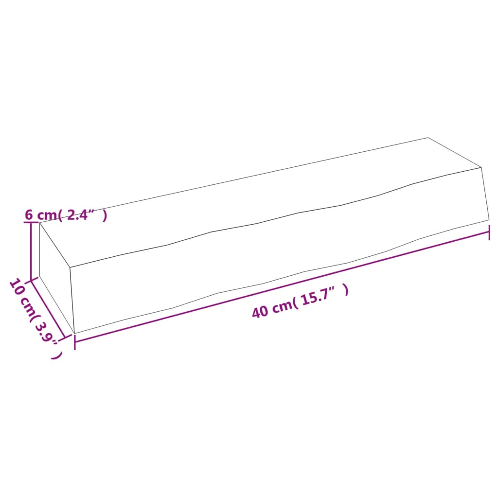 vidaXL Poliță de perete, 40x10x6 cm, lemn masiv de stejar netratat