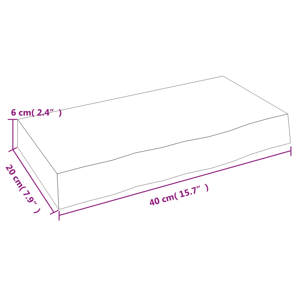 vidaXL Poliță de perete, 40x20x6 cm, lemn masiv de stejar netratat