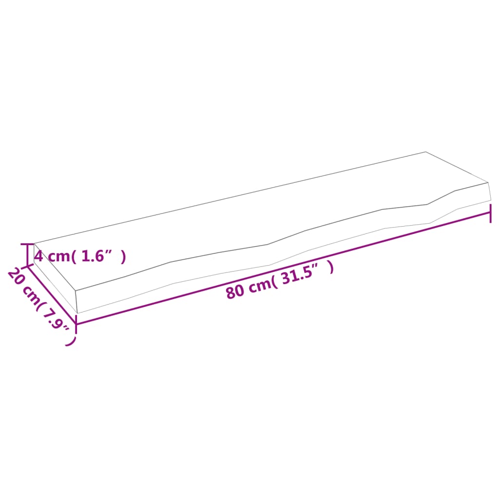 vidaXL Poliță de perete, 80x20x4 cm, lemn masiv de stejar netratat vidaXL Poliță de perete, 80x20x4 cm, lemn masiv de stejar netratat