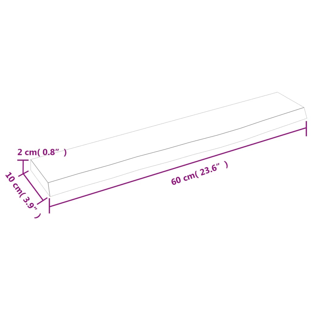 vidaXL Poliță perete maro deschis 60x10x2 cm lemn masiv stejar tratat